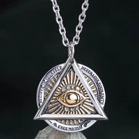 the devil eyes hexagon masonic pendant stainless steel necklace for men skull sided high quality jewelry