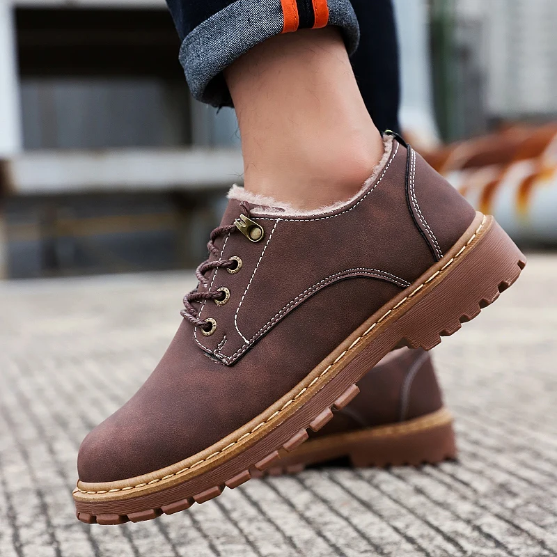 Мужские ботинки на меху COOLVFATBO повседневные из искусственной кожи теплые