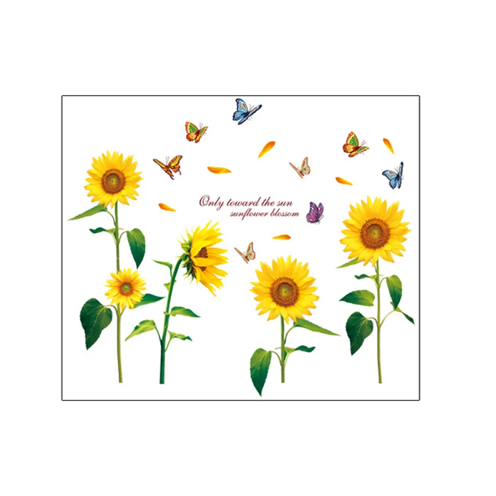 

Sunflower Flowers Wall Stickers Removable Home Decals Mural Wall Decal Sitting Room DIY Art Decals 60cm x 90cm