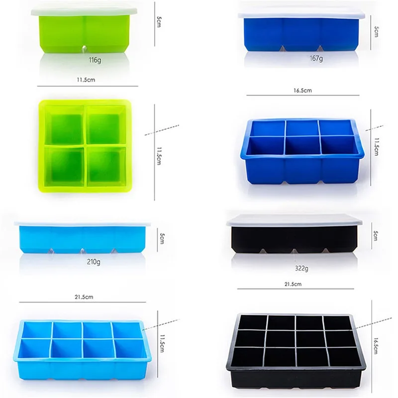 

4/6/8 Cells Perfect Ice Cube Silicone Cube Maker Form Cake Pudding Chocolate Molds Easy to Remove Ice Trays Fade Resistant
