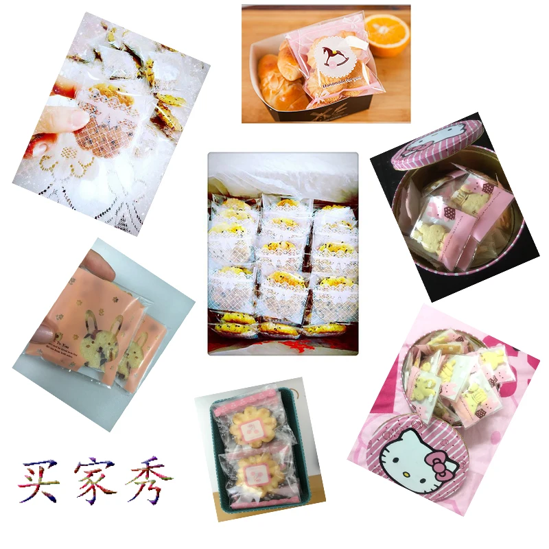 

100Pcs 10*10cm/7*7cm Cute Pink Bow Design Cake Gift Packages OPP Bags Plastic Candy Cookies Biscuits Bags Wedding Party Supplies