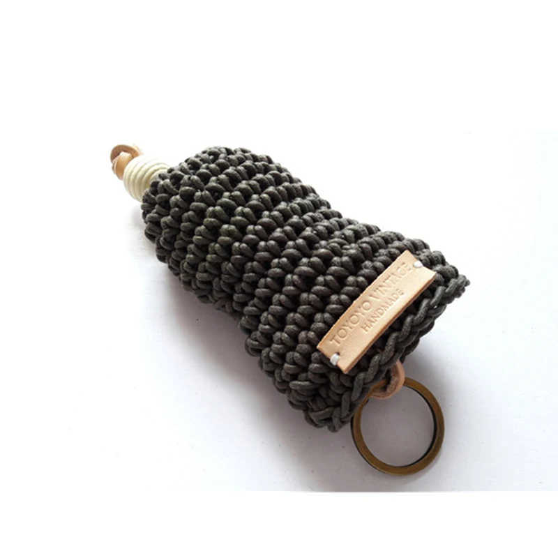 Оригинальный кошелек для ключей ручная вязка вязанный крючком из вощеной