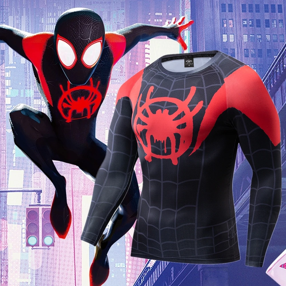 2021 new The Miles Morales Cosplay Premium 3D Printed Costume Compression T-shirt Finess Gym Quick-Drying Tops