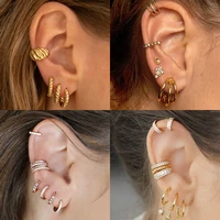 crmya silver gold filled vintage spiral twist hoop earrings for women punk party earings clip on earrings jewelry wholesale