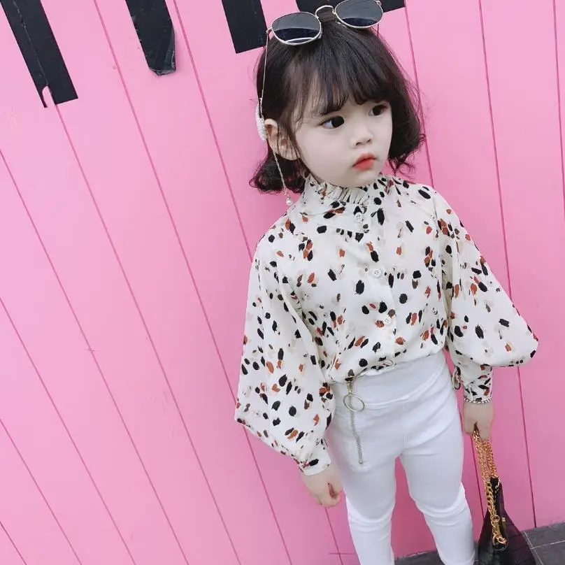 

Baby Shirt For Girl Kids Clothes Fashion Top Spring New Girls Wave Shirt Korean Lotus Leaf Shirt Lantern Sleeve Children Costume