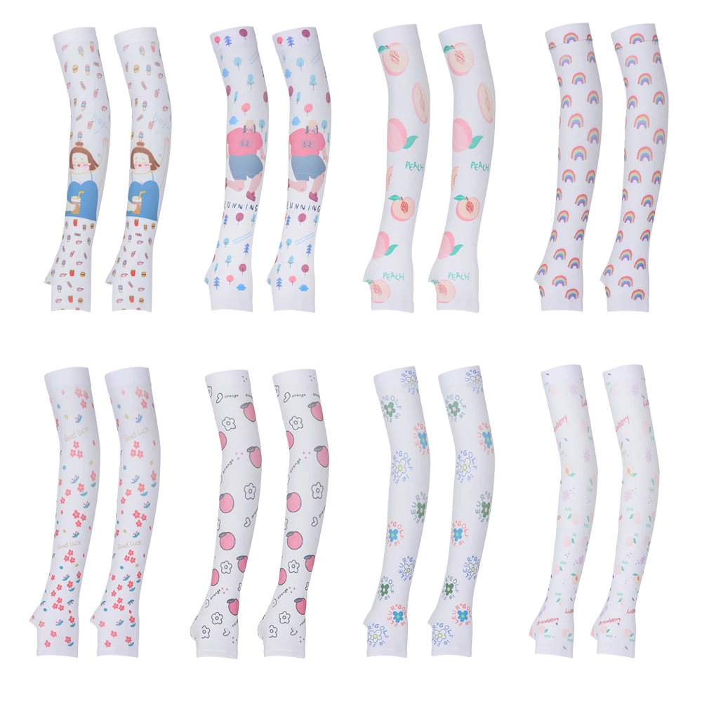 

Sweet High Elastic Printing Flowers Arm Warmer Sun Protection Gloves Ice Silk Arm Sleeves Cycling Sports Sunscreen