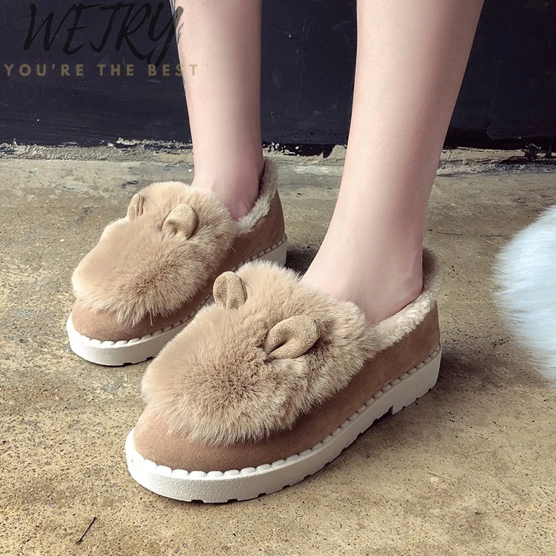 

New 2020 Winter Waterproof Women Cotton Shoes Plush Women Slippers Warm Fur Thicken Cotton-Padded Home Slipper Indoor Flat Shoes