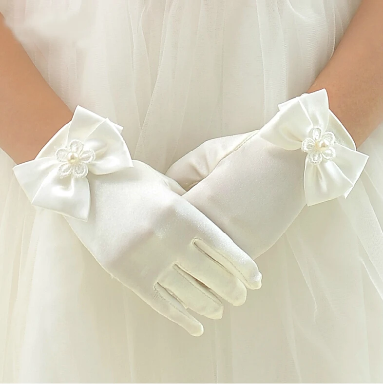 Glove 1 Платье принцессы для девочек; элегантные свадебные платья с бантом и цветочным узором для девочек; длинное фатиновое платье для дня рождения; vestido infantil От 5 до 14 лет - Цвет: Glove 1