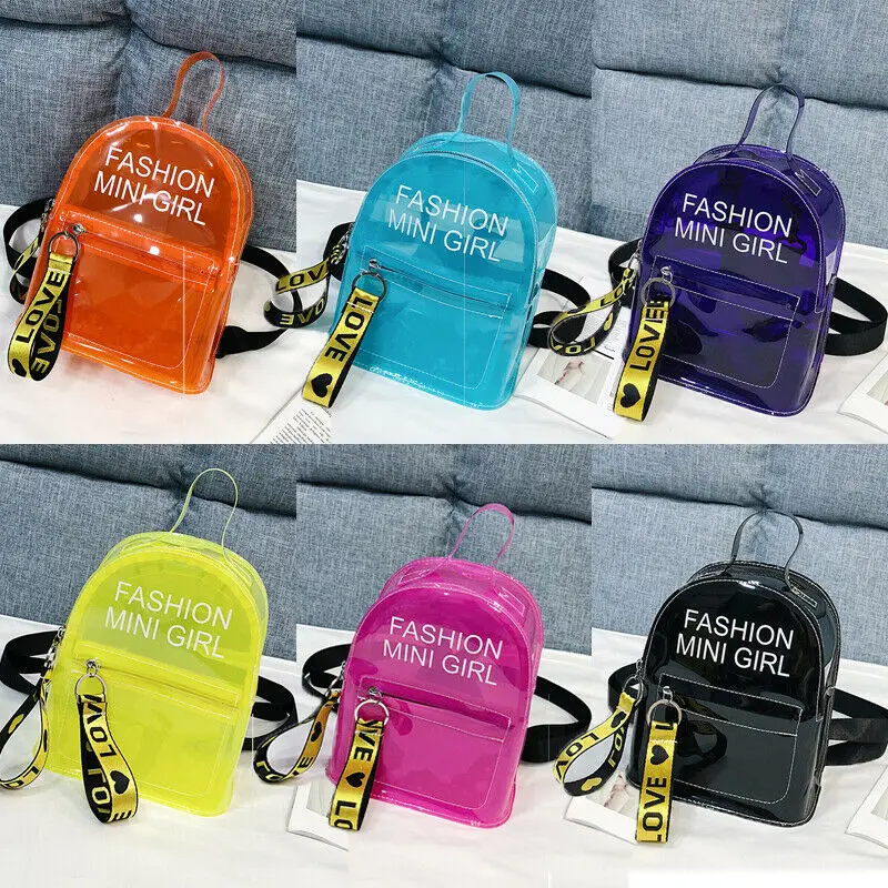 Модный женский мини-рюкзак из ПВХ прозрачный школьный рюкзак на плечо женские
