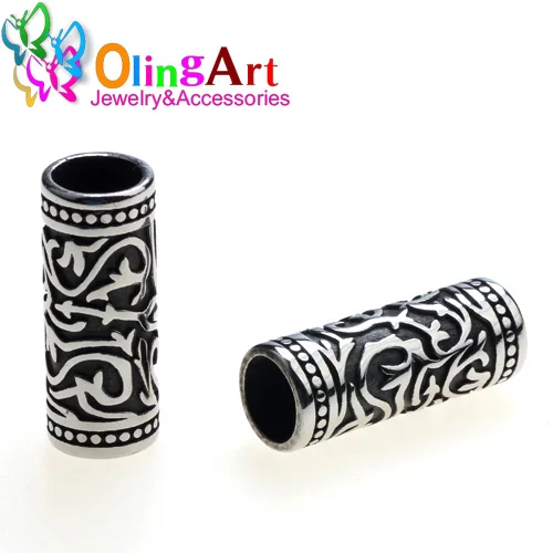 BQGHK 004 2pcs Olingart 2 шт./лот бусины-трубки из нержавеющей стали 6 мм тибетский серебряный кожаный шнур DIY браслет/ожерелье слайдер Изготовление ювелирных изделий DIY - Цвет: BQGHK 004 2pcs
