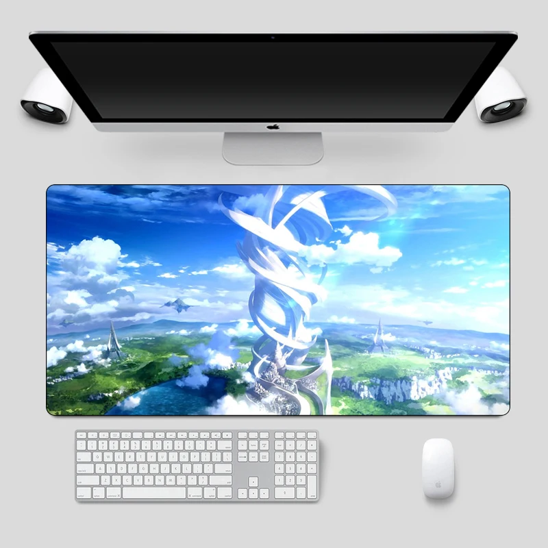 

Hot Large Sword Art Online Anime Mousepad Super 90x40cm Locking Edge Gaming Mouse pad Rubber Non-Skid Computer Laptop Desk mat