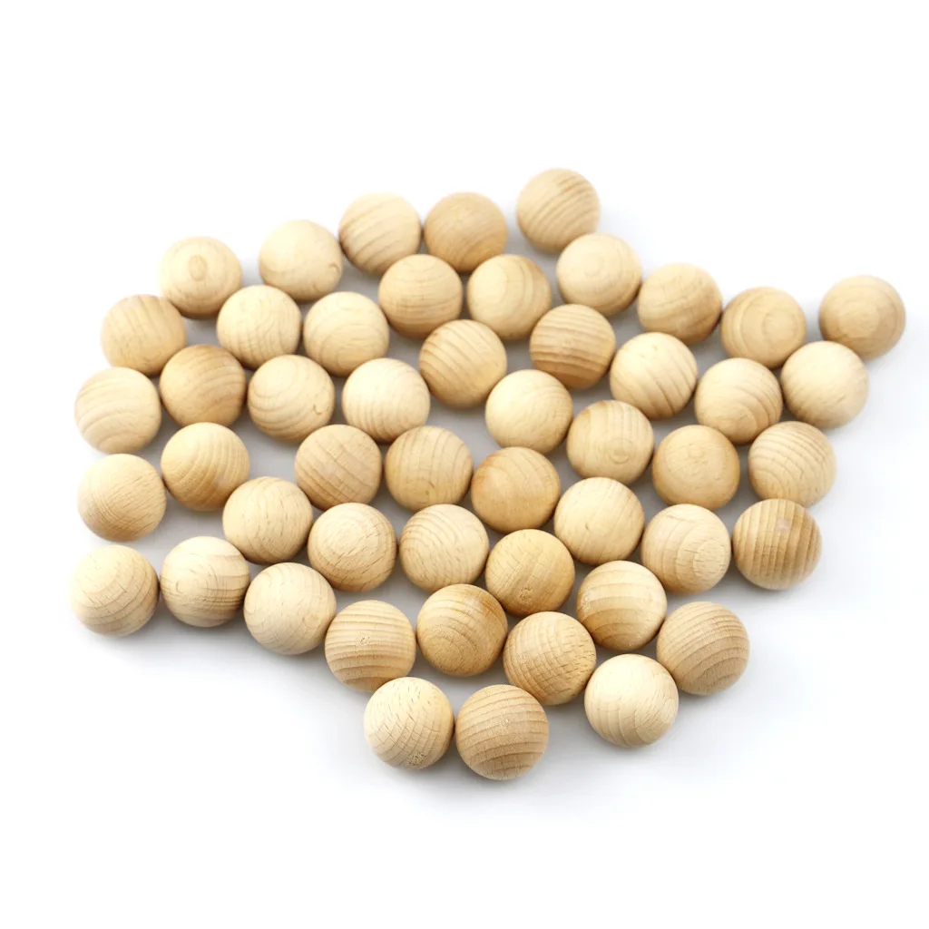 

50pcs 25mm Natural No Hole Wooden Beads Lead-free Wood Round Balls for Jewelry Making Diy Child Teething Eco-Friendly Wood Craft