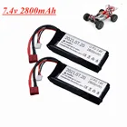Литий-полимерный аккумулятор для Wltoys 144001, автомобиль 2s 7,4 в 2800 мАч, T-образный разъем для Wltoys 114 144001 124019 12428, запчасти для радиоуправляемого автомобиля, лодки, литий-полимерного аккумулятора