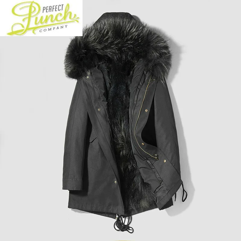 

Raccoon Real Coat Natural Fur Parka Winter Jacket Men's Warm Hooded Parkas Plus Size Jackets Jaqueta De Couro YDPJ-1 YY571