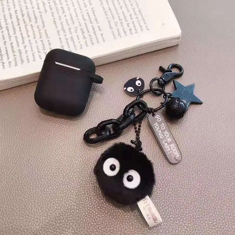 Черный Тоторо брикеты силиконовый чехол для наушников для Apple airpods Брелок чехол Аксессуары Защитная крышка Bluetooth чехол s