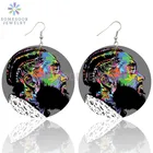 SOMESOOR Miss Nipsey Hussle деревянные серьги в виде черного героя, американские известные раперские печатные петли, Висячие ювелирные изделия для женщин, подарки