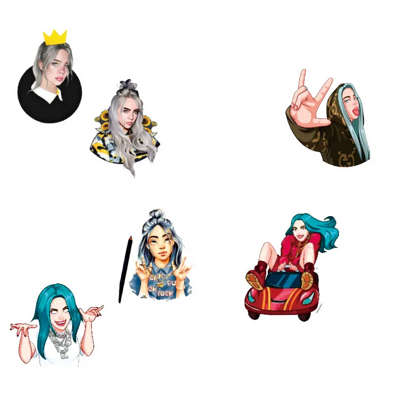 Billie Eilish наклейки с рисунком из мультфильма водонепроницаемый чемодан «сделай сам» ноутбук гитара игрушка для скейтборда прекрасный стикеры s