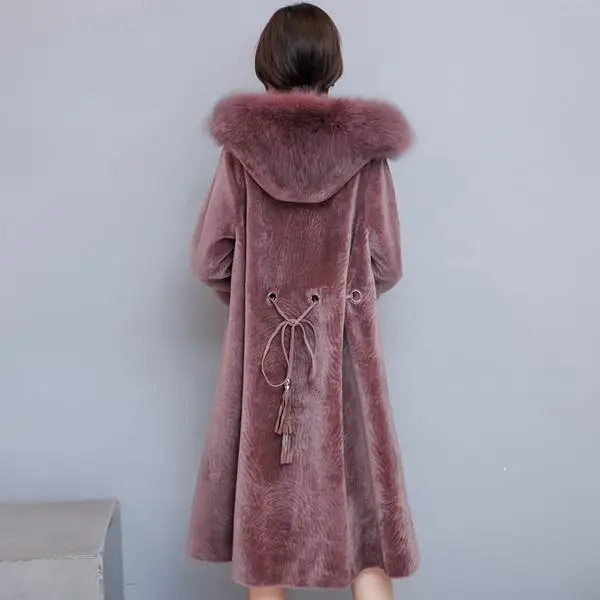 2019 зима кашемир мех пальто Женская теплая куртка лисий с капюшоном плюс размер