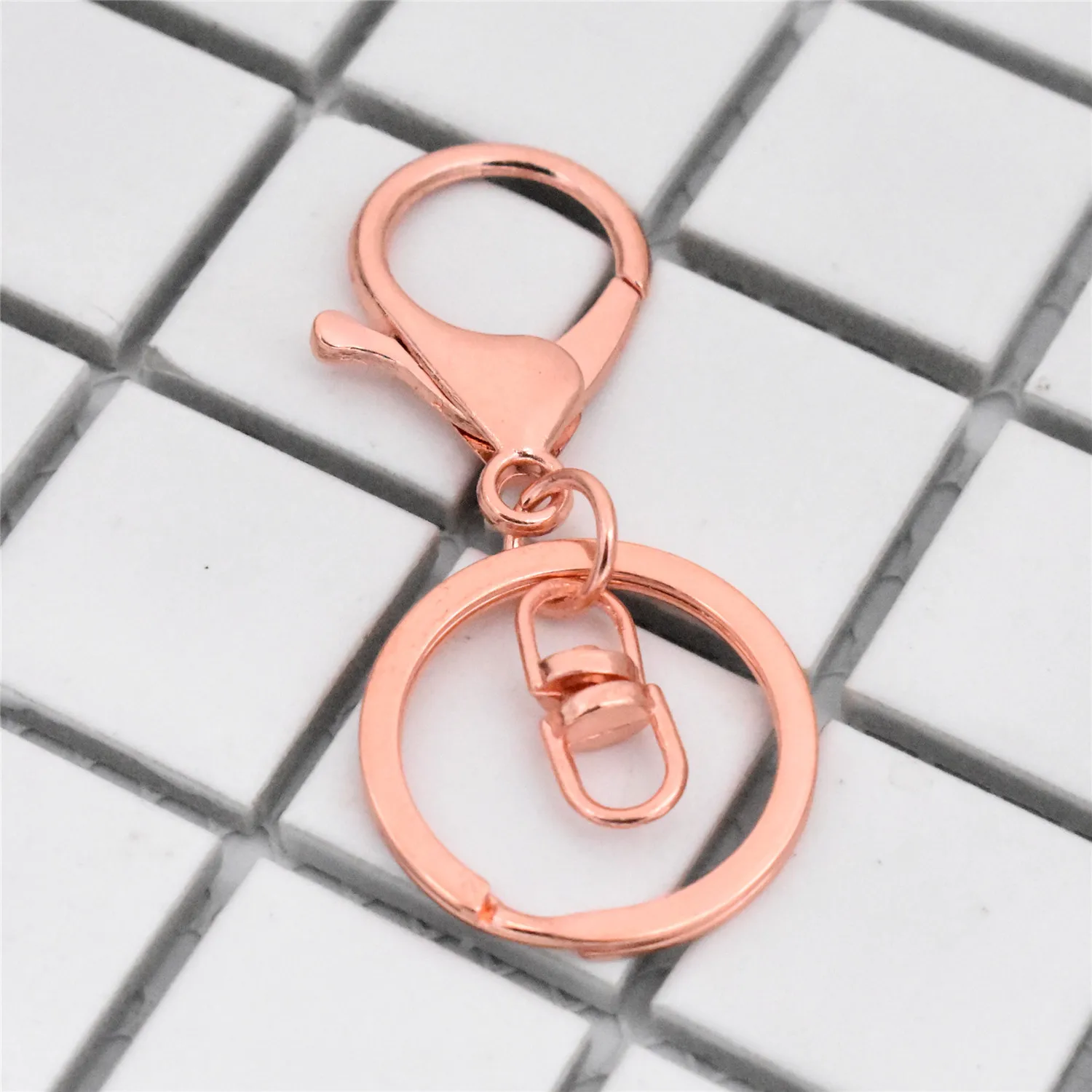 rose gold Новинка, 5 шт./лот, 8 цветов, брелок с покрытием, длинный 70 мм, застежка-карабин, крючок, брелок, раздельный, для ключей, фурнитура для брелка - Цвет: rose gold
