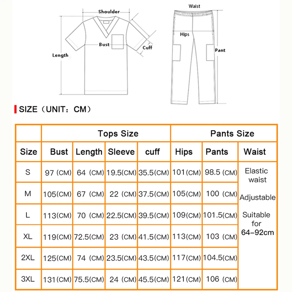 

New thick scrub suit multi-pocket surgical gown nursing lab nurse medical uniform nursing elastic belt set wholesale price