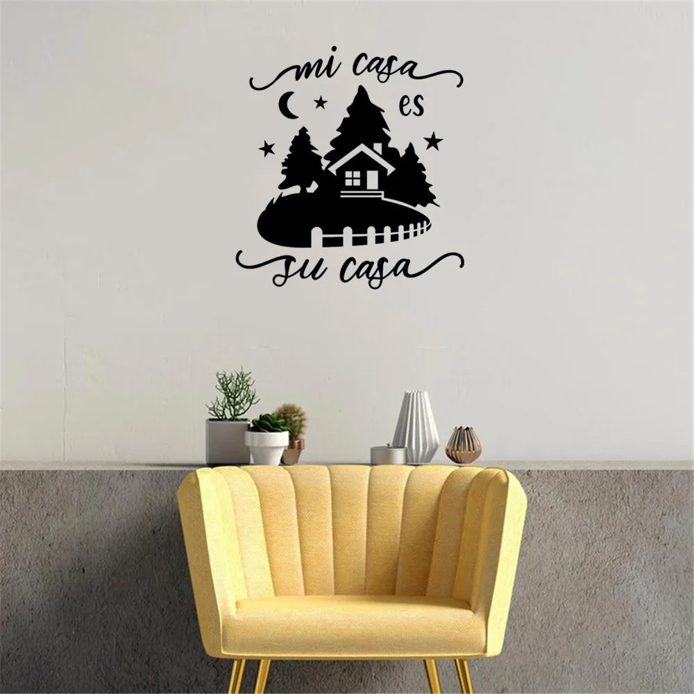 

Mi casa es su casa guest room decor welcome wall decal spanish quotes Wall Decals For Home Living Room Vinyl Murals RU4053