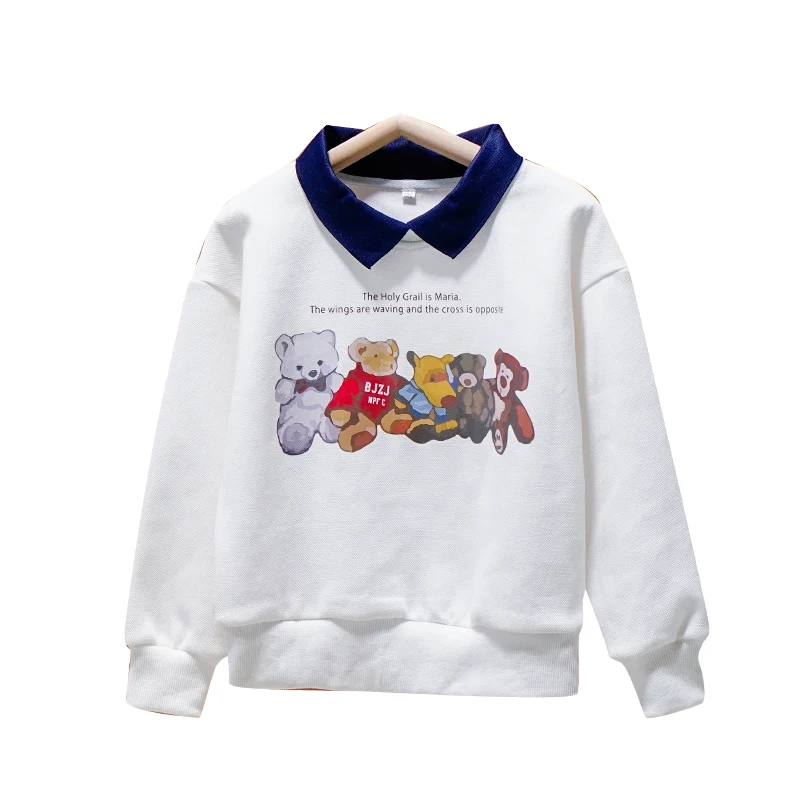 

Осень 2021, топы с мультяшным медведем, детская спортивная одежда, пуловер, Детские свитшоты, одежда для мальчиков и девочек, одежда для подрос...