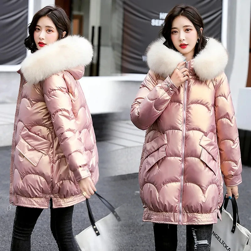 Women's Winter Jacket Coat 2021 New Fashion Fur Collar Hooded Thick Warm Parka Coat Casual Women Long Snow Jacket Coat