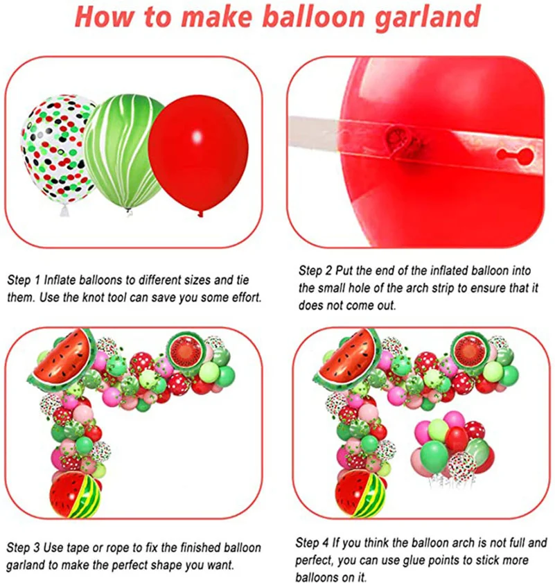 

110 PCS Watermelon Party Balloons Garland Arch Set Vines for Fruit Themed Party Baby Shower 1st Birthday Party Backdrop Decor