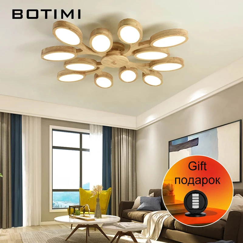 Светодиодный светильник из цельного дерева в форме современные деревянные