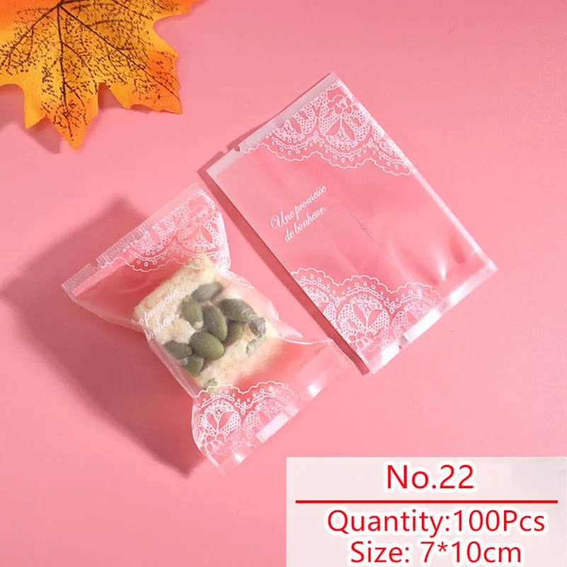 100 шт./лот упаковочные мешочки для мыла и печенья розовые целлофановые с