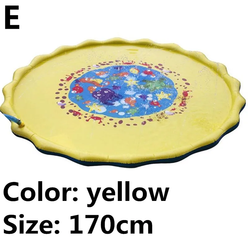 E Yellow 170cm 100/150/170 см Летний детский водный мягкий игровой коврик детский открытый коврик для детей бассейн игры игрушка посыпать брызги воды игрушка - Цвет: E Yellow 170cm