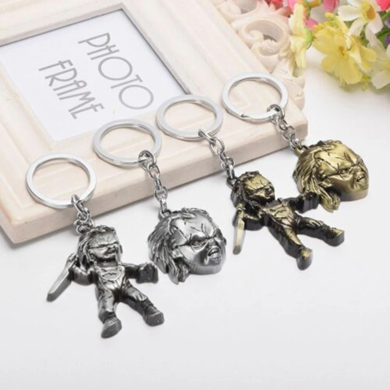 

Movie Seed of Chucky Child's Play Chucky Key Chains Holder Curse Of Chuck Metal Key Rings Cute Car Bag Trinket Gift for Friends