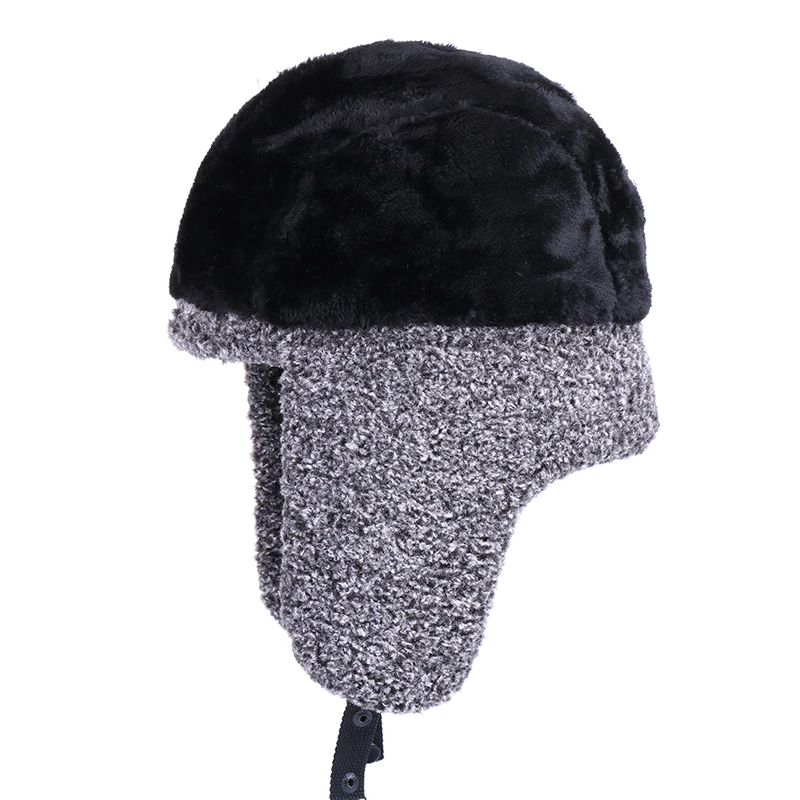 Зимняя шапка бомбер из искусственного кашемира плюшевая русская ушанка для