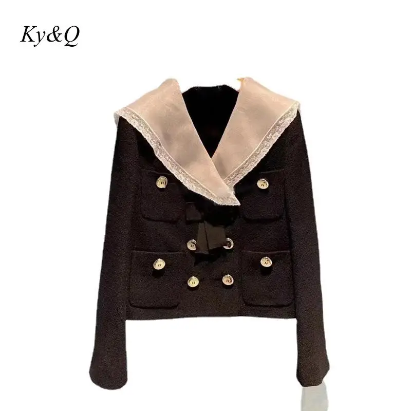 

2021 Autumn Winter Runway New Fashion Short Suit Coat Black High Quality Chic Bow Temperament Women Long Sleeve Outwear