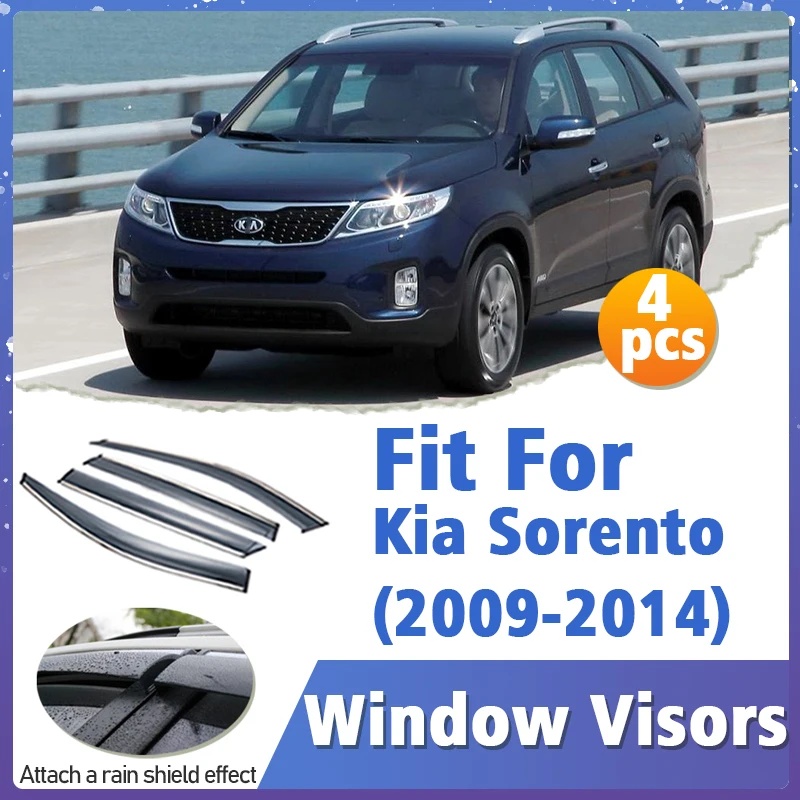 

Window Visor Guard for Kia Sorento 2009-2014 Vent Cover Trim Awnings Shelters Protection Sun Rain Deflector Auto Accessories