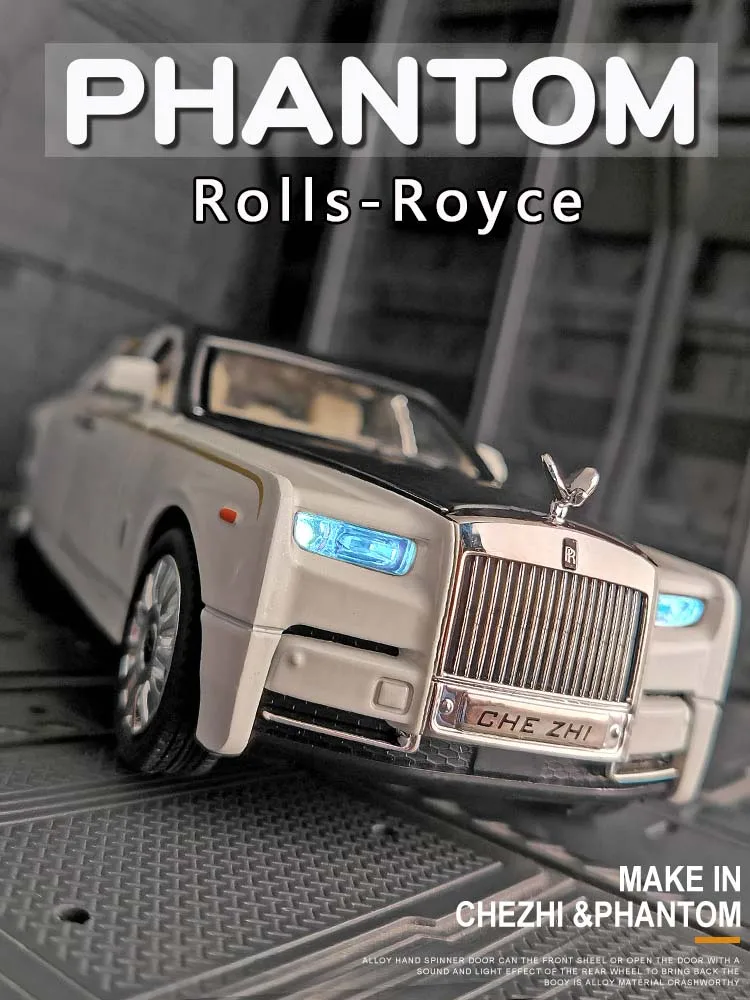 

Модель фантомного автомобиля 1:24 Rolls-Royce, имитация звука и фоторяда, украшение из металлического сплава, игрушечный автомобиль для мальчиков, коллекционные подарки