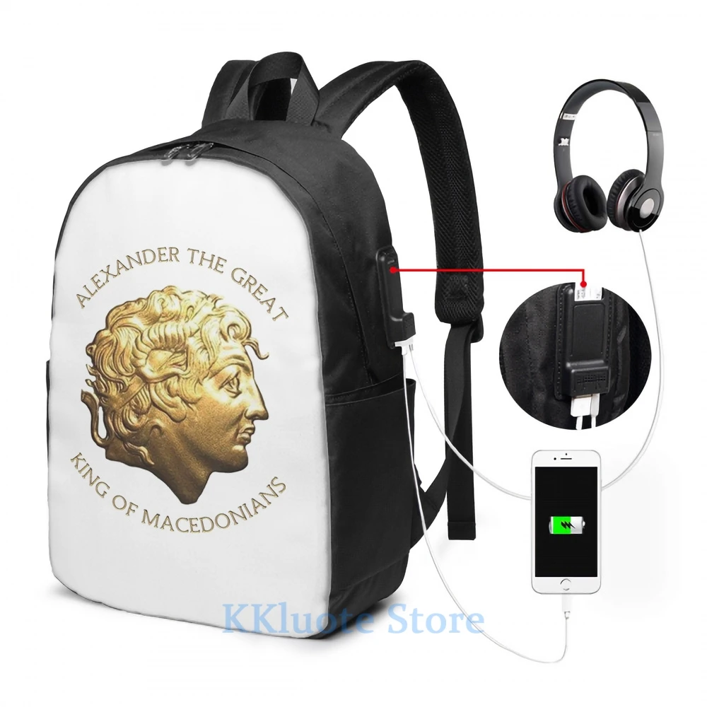 Забавный рюкзак с графическим принтом Александр велик USB-зарядкой мужские