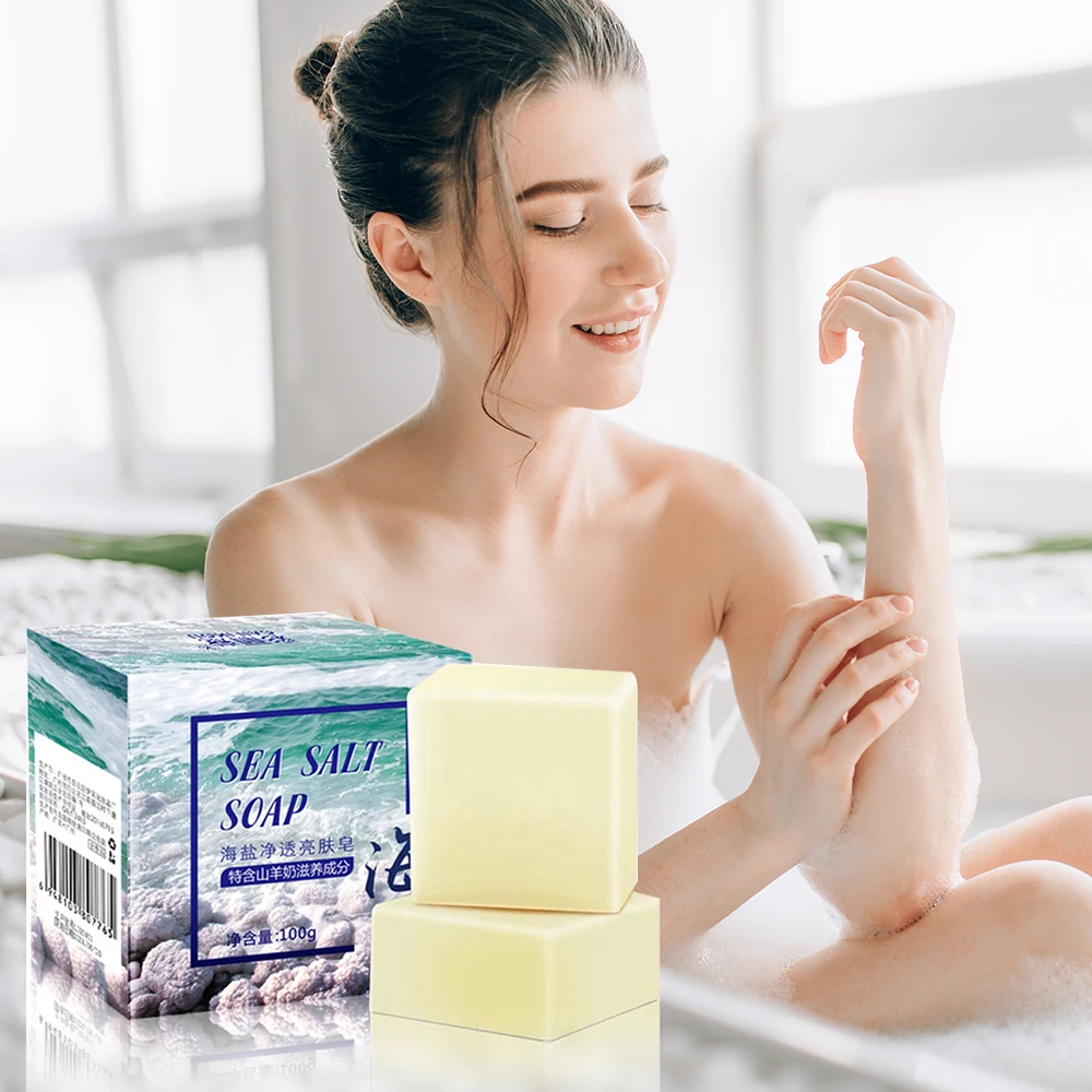 

1/2/3/5PCS Sea Salt Soap Cleaner Natural Goat39s MilkPimple Pores Acne Treatment Soap DeepCleansing Blackheads Soft Skin Soap