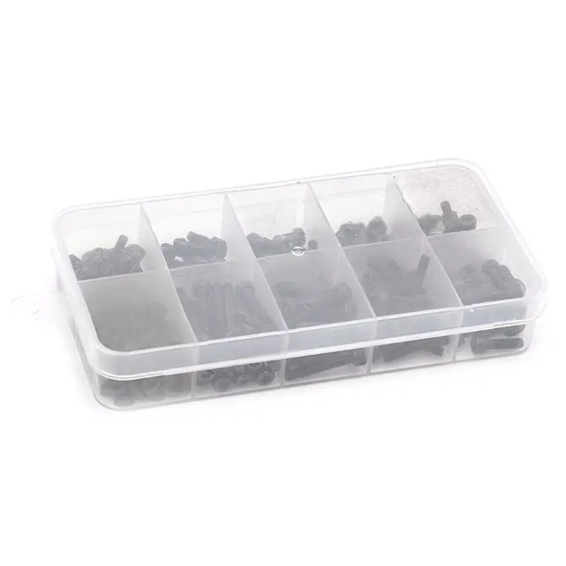 

300Pcs/Box Black M3 Allen Bolts Hex Socket Round Cap Head Screws and Nuts Kit