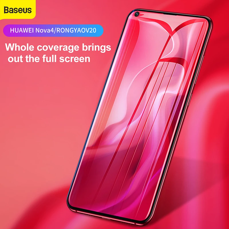

Baseus 0.3mm Curved Full Cover Glass Protection Tempered Glass For HUAWEI Nova 4 for Honor V20 Protective film Screem Protector