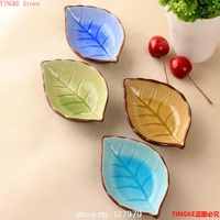 kitchen bowl kitchen tool dish creative ice crack glaze leaf ceramic seasoning soy sauce vinegar small plates 107 53cm