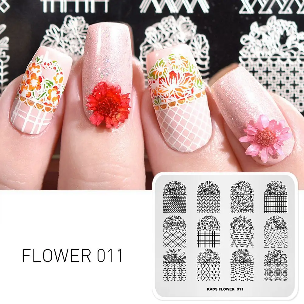 Flower 011 1 шт. штамповки для ногтей пластины красоты цветок серии шаблоны для ногтей поднос для маникюра дизайн ногтей штамповка шаблон украшения Штамп для ногтей - Цвет: Flower 011