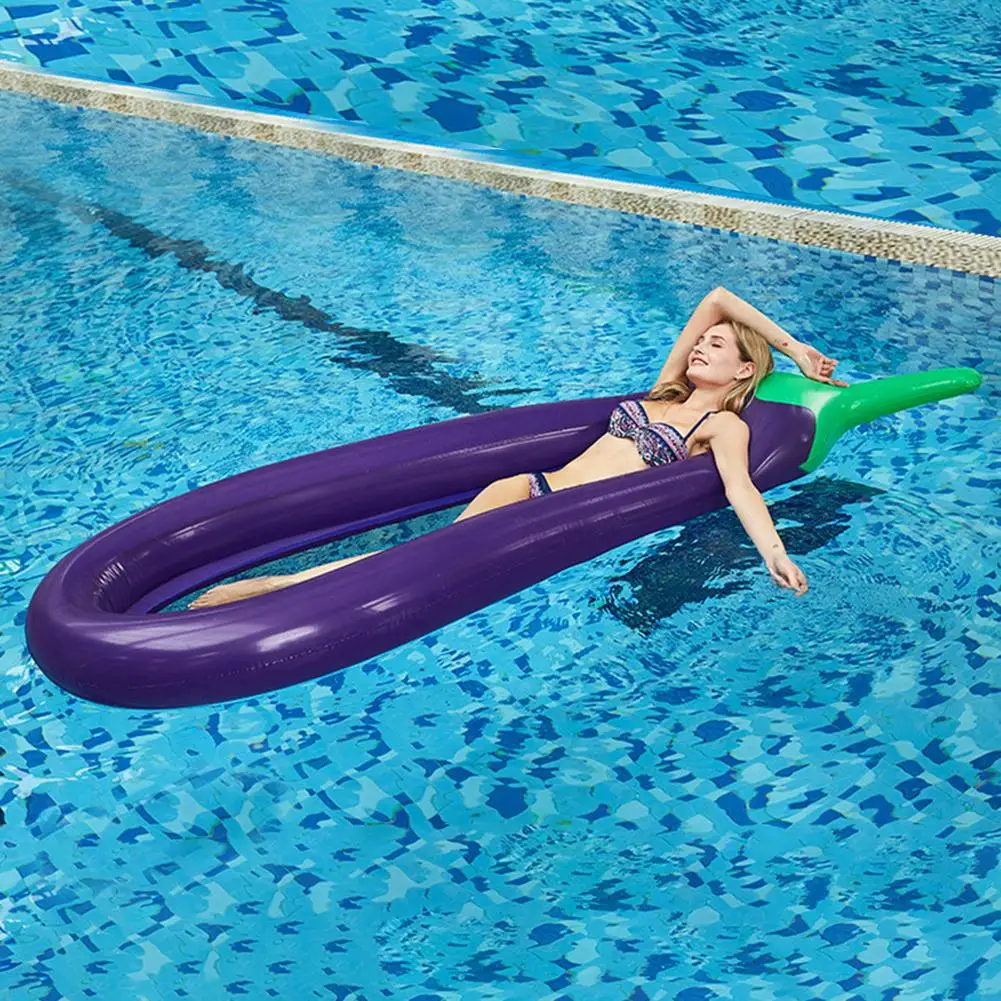 

PVC Giant Eggplant Pool Float Inflatable Eggplant Shape Floats Raft Inflatable Swimming Pool Ring Water Bed For Party
