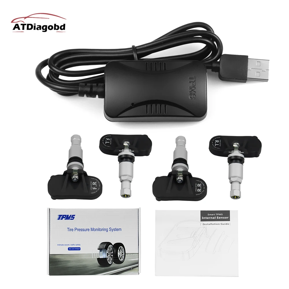Автомобильный монитор давления в шинах с 4 внешними датчиками USB Android система