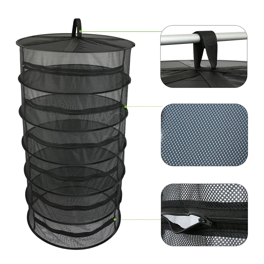 

Drying Basket Plant Drying Net Zipper 6 Layers Basket Breathable Closed Pull Rack Plant Covers Folding Hanging Home Dryer Bags
