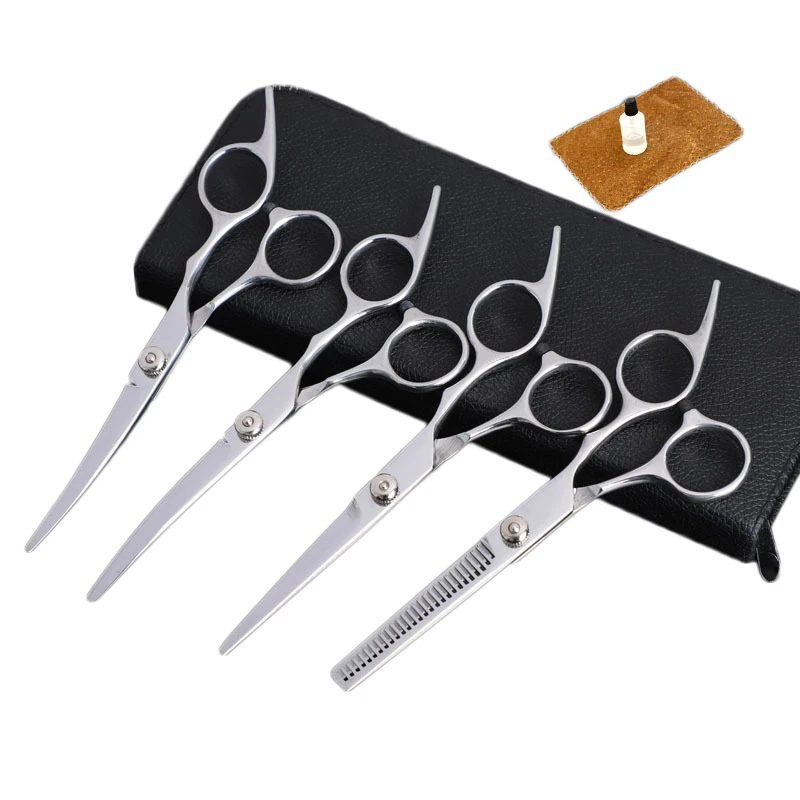 Набор ножниц для ухода за домашними животными Pet Grooming Scissors Set 6 7 Inch Straight Curved Dog Cat Shears Hair Cutting Thinning Gromming Tools.