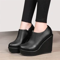 agodor black sexy wedges shoes for women platform high heels pumps 2020 spring autumn office work party shoes woman big size
