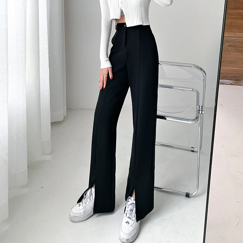 

Kywommnz 2021 Spring Autumn Split Suit Pants Women Thin Versatile. High Waist, Loose And Hanging Feeling, Floor Dragging E3657