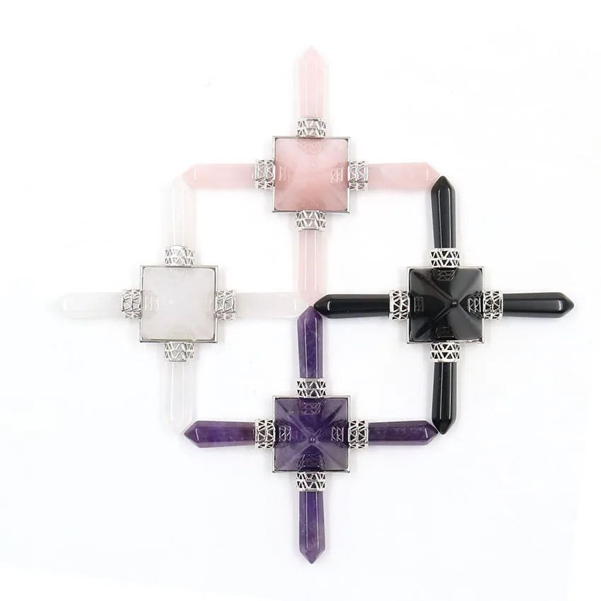 YJXP 4-точечная пирамида натуральный аметист генератор энергии подлинный обсидиан