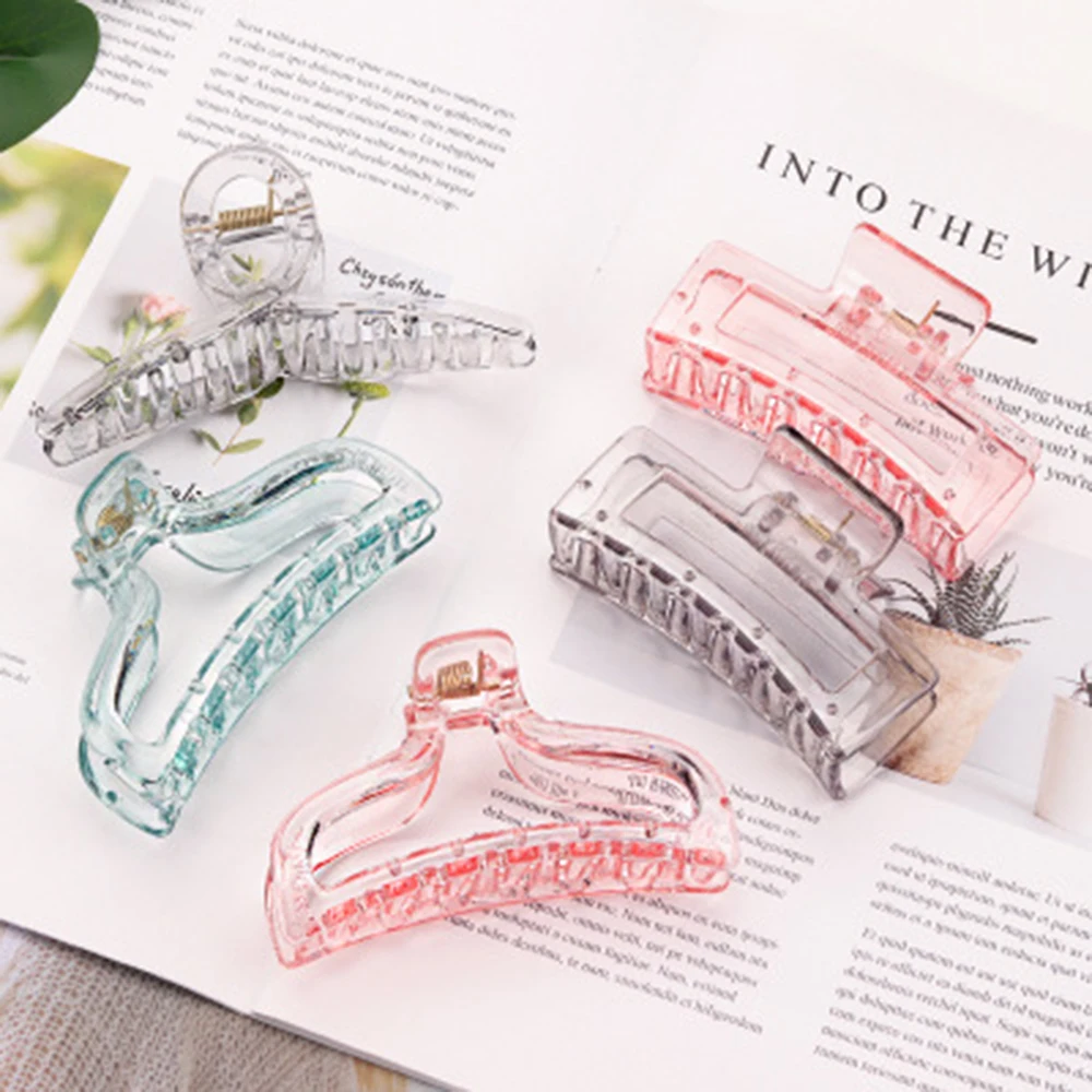 

Fashion Clear Transparent Hair Claw Clamp Girls Fashion Hair Accessories Women Hair Crab Women Headwear Hairgrip Hairpins Clips